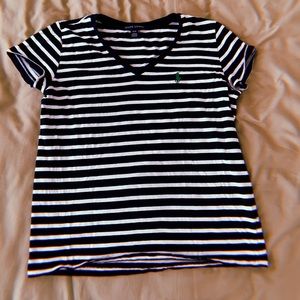 navy & white stripe polo t-shirt